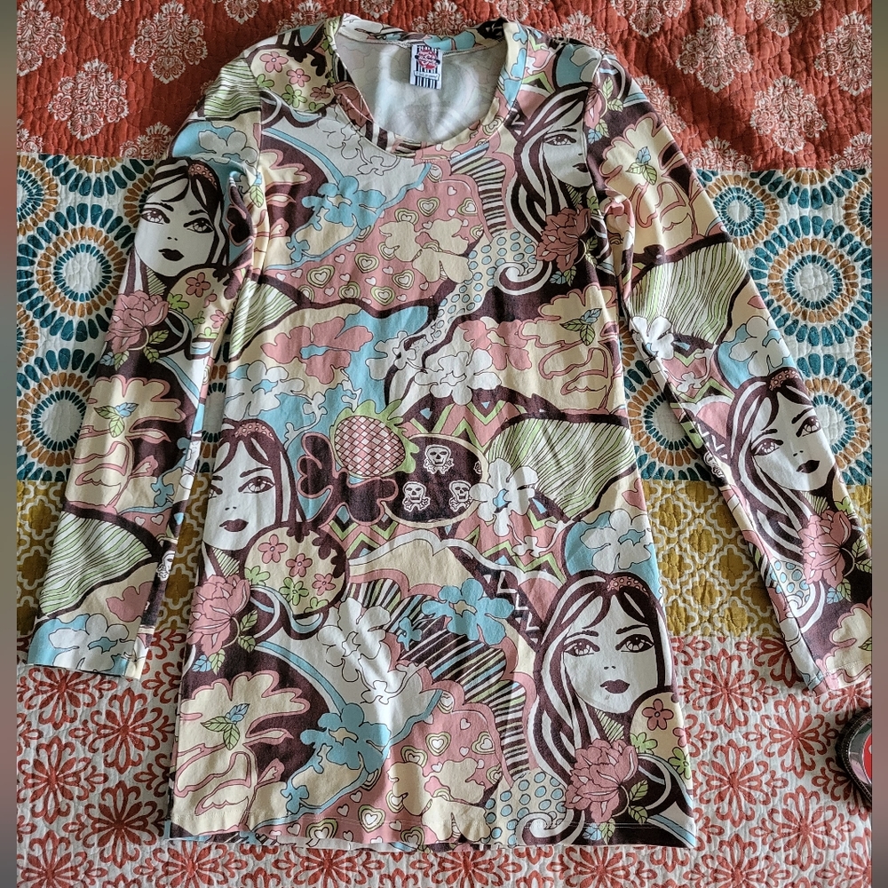 Hippie boho top / mini dress long sleeve